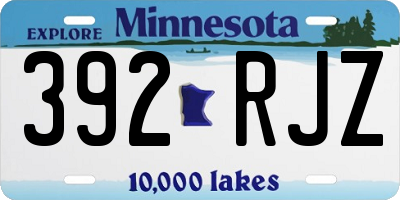 MN license plate 392RJZ