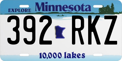 MN license plate 392RKZ