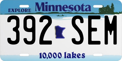 MN license plate 392SEM