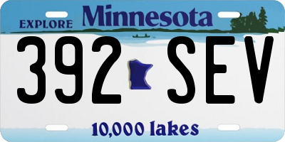 MN license plate 392SEV
