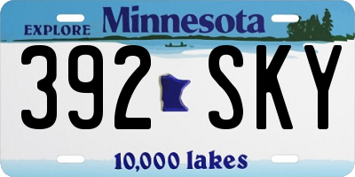 MN license plate 392SKY