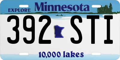MN license plate 392STI