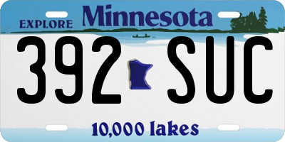 MN license plate 392SUC