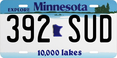 MN license plate 392SUD
