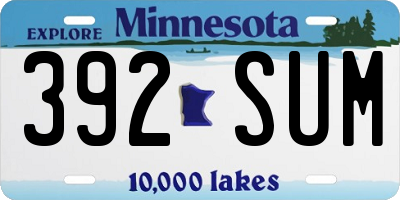 MN license plate 392SUM