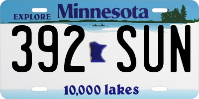 MN license plate 392SUN