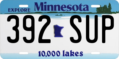 MN license plate 392SUP