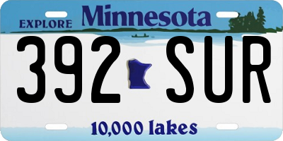 MN license plate 392SUR