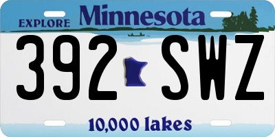 MN license plate 392SWZ
