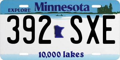 MN license plate 392SXE