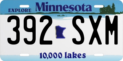 MN license plate 392SXM