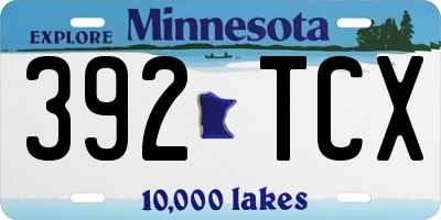 MN license plate 392TCX