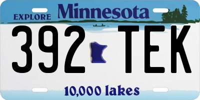 MN license plate 392TEK