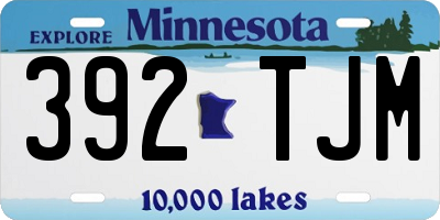 MN license plate 392TJM