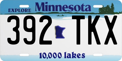 MN license plate 392TKX