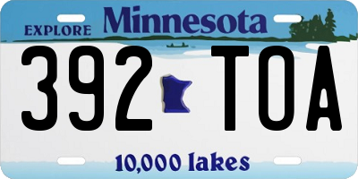MN license plate 392TOA