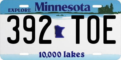 MN license plate 392TOE
