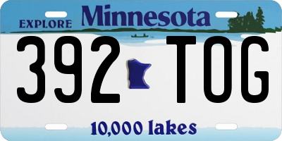 MN license plate 392TOG