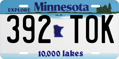 MN license plate 392TOK