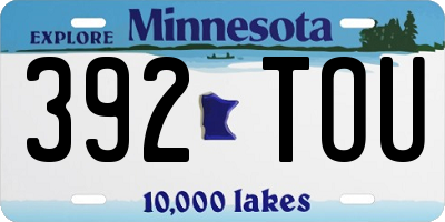 MN license plate 392TOU