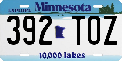 MN license plate 392TOZ