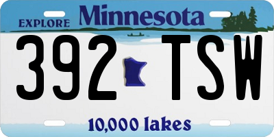 MN license plate 392TSW