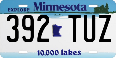 MN license plate 392TUZ