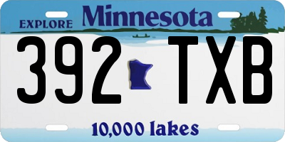 MN license plate 392TXB