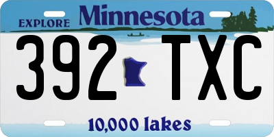 MN license plate 392TXC
