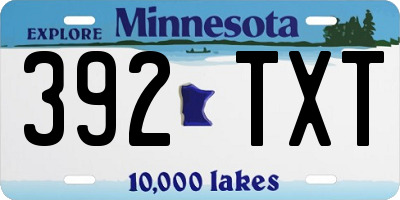 MN license plate 392TXT