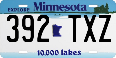 MN license plate 392TXZ