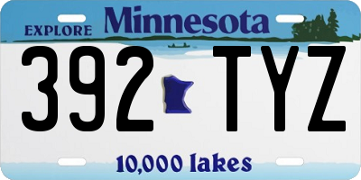 MN license plate 392TYZ