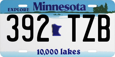 MN license plate 392TZB