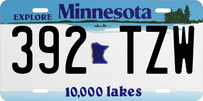 MN license plate 392TZW