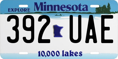 MN license plate 392UAE