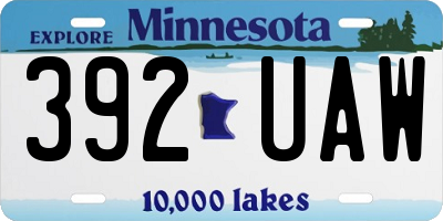 MN license plate 392UAW