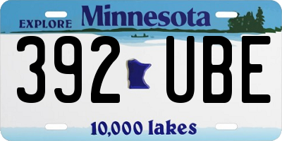 MN license plate 392UBE