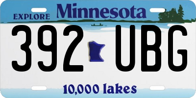 MN license plate 392UBG