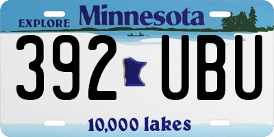 MN license plate 392UBU