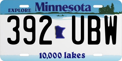 MN license plate 392UBW