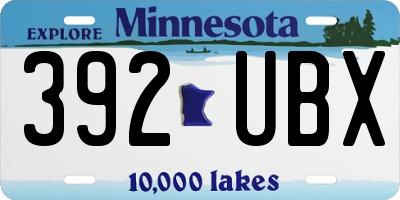 MN license plate 392UBX