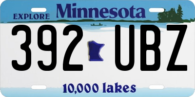 MN license plate 392UBZ