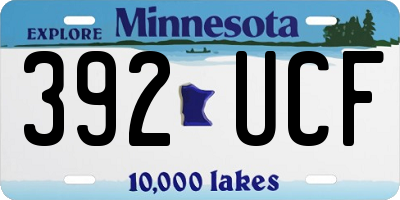 MN license plate 392UCF