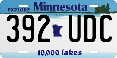 MN license plate 392UDC
