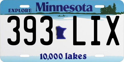 MN license plate 393LIX