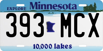 MN license plate 393MCX