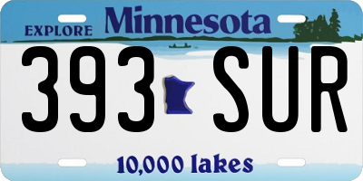 MN license plate 393SUR