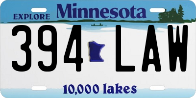 MN license plate 394LAW