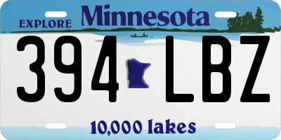 MN license plate 394LBZ