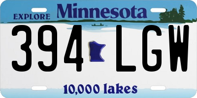 MN license plate 394LGW